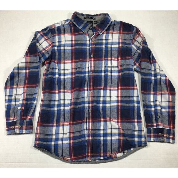 Burnside Men's Shirt Size Medium M Blue & Red Plaid Button Down Long Sleeve - Picture 1 of 8